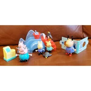 Peppa Pig Daddy Pig Rebecca Rabbit Ginny Giraffe Ms Gazelle 2 Penguins Playset